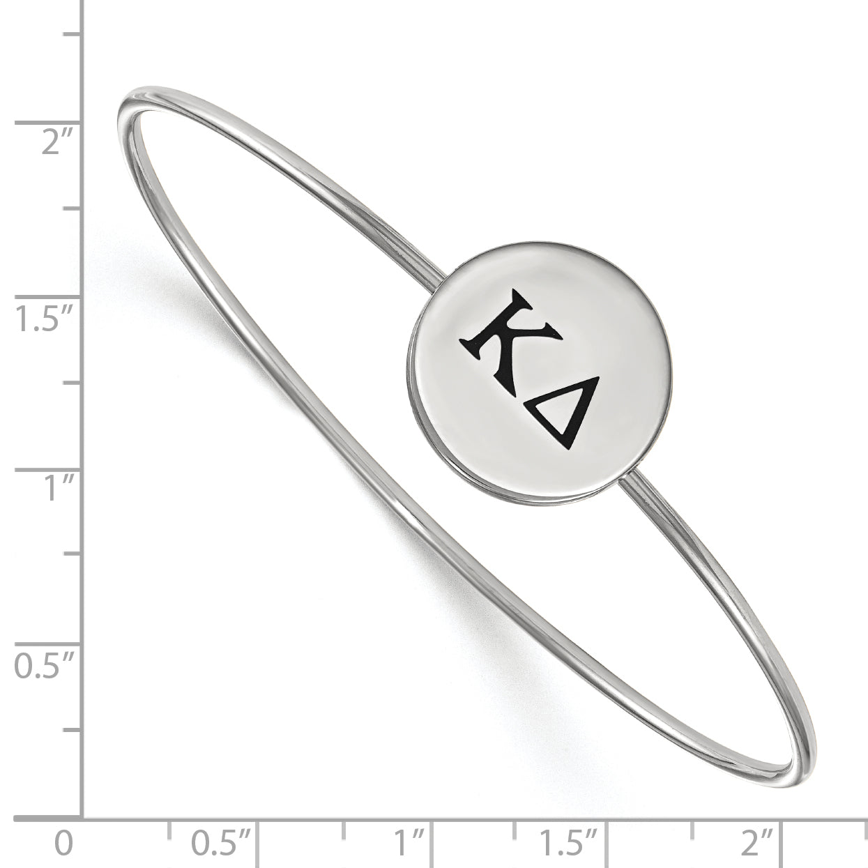 Sterling Silver Rh Plated Logoart Kappa Delta Enameled Slip On Bangle