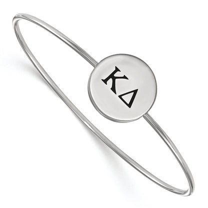 Sterling Silver Rh Plated Logoart Kappa Delta Enameled Slip On Bangle
