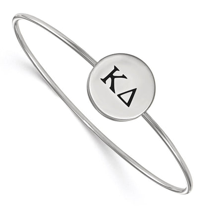 Sterling Silver Rh Plated Logoart Kappa Delta Enameled Slip On Bangle