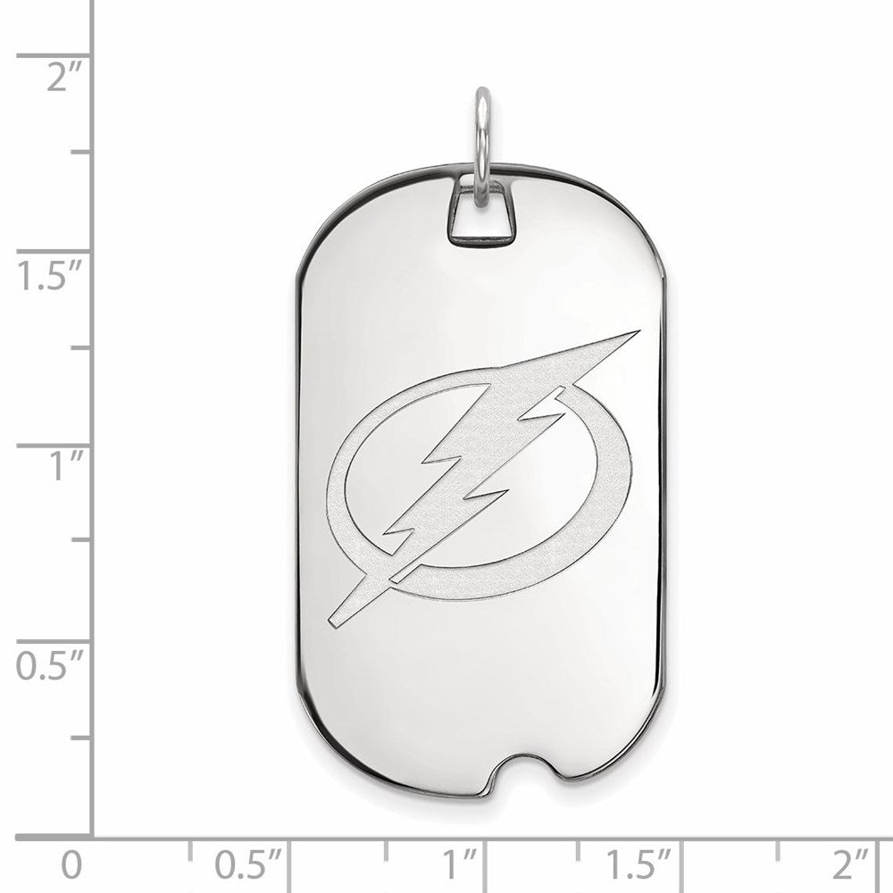 Sterling Silver Rhodium Plated Nhl Logoart Tampa Bay Lightning Large Dog Tag Pendant