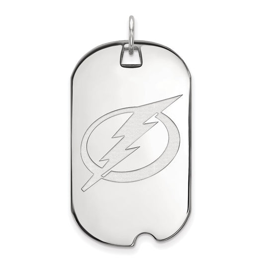 14K White Gold Nhl Logoart Tampa Bay Lightning Large Dog Tag Pendant