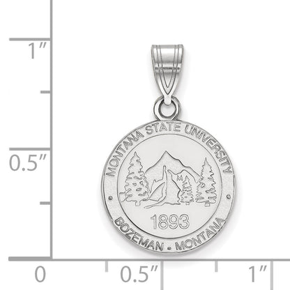 Sterling Silver Rhodium Plated Logoart Montana State University Medium Crest Pendant