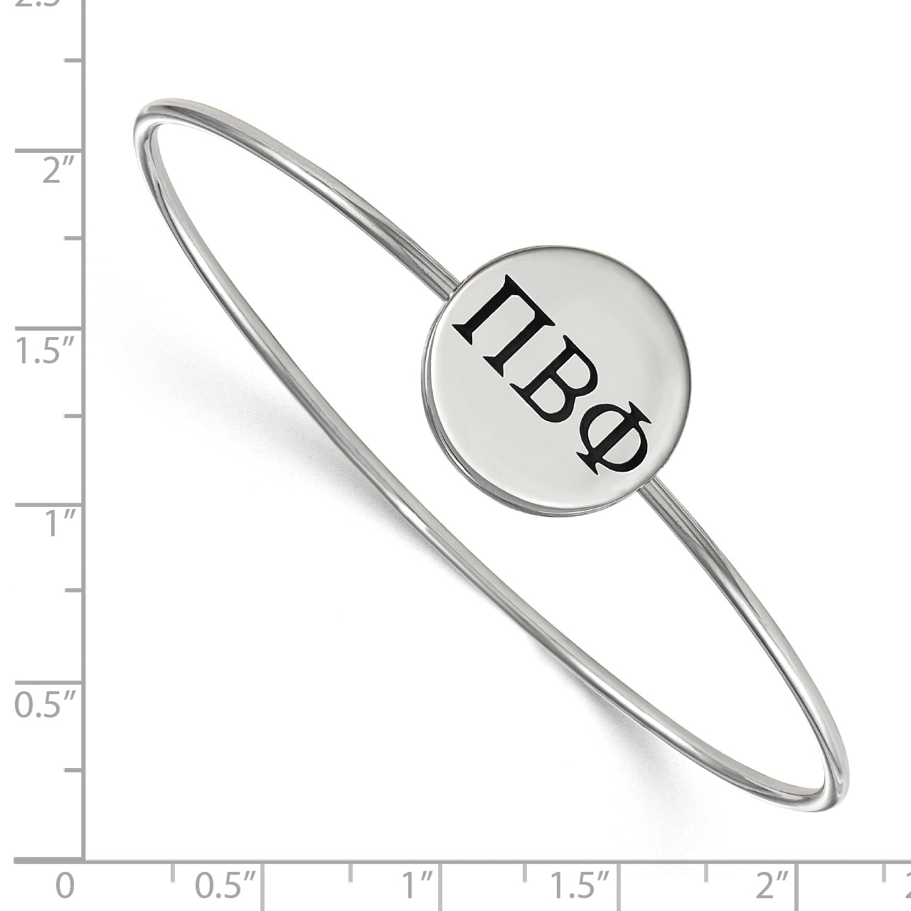 Sterling Silver Rh Plated Logoart Pi Beta Phi Enameled Slip On Bangle