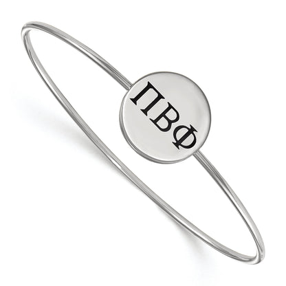 Sterling Silver Rh Plated Logoart Pi Beta Phi Enameled Slip On Bangle