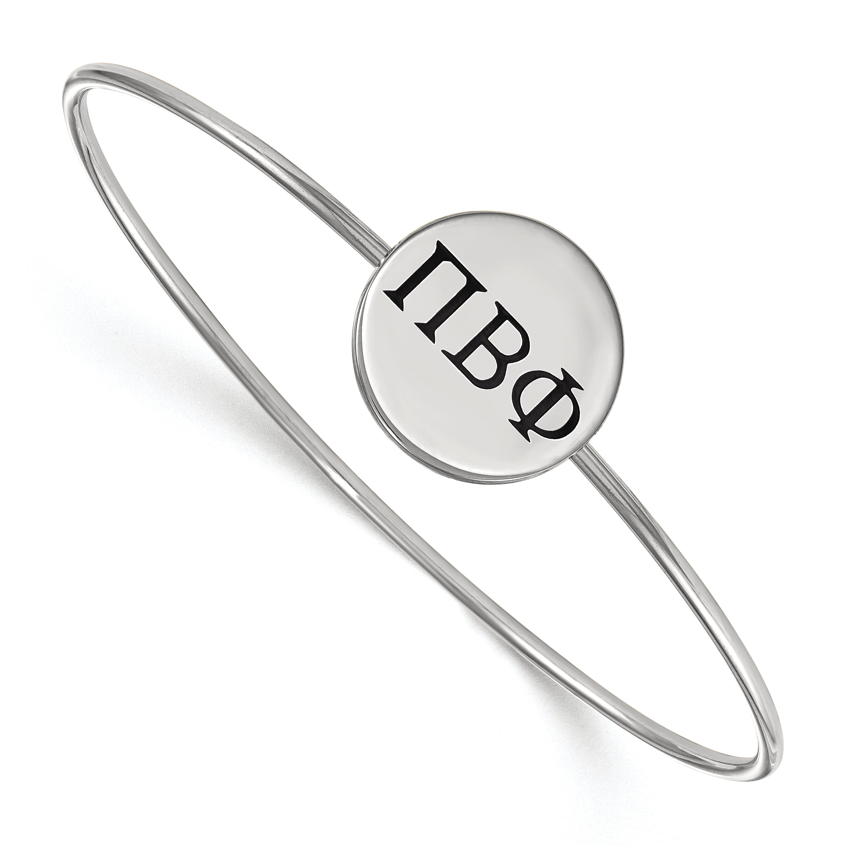 Sterling Silver Rh Plated Logoart Pi Beta Phi Enameled Slip On Bangle