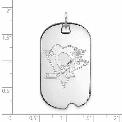14K White Gold Nhl Logoart Pittsburgh Penguins Large Dog Tag Pendant