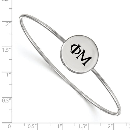 Sterling Silver Rh Plated Logoart Phi Mu Enameled Slip On Bangle