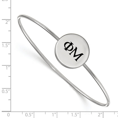 Sterling Silver Rh Plated Logoart Phi Mu Enameled Slip On Bangle