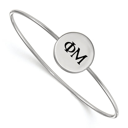 Sterling Silver Rh Plated Logoart Phi Mu Enameled Slip On Bangle