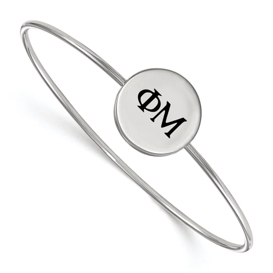 Sterling Silver Rh Plated Logoart Phi Mu Enameled Slip On Bangle