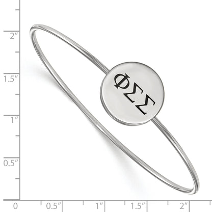 Sterling Silver Rh Plated Logoart Phi Sigma Enameled Slip On Bangle