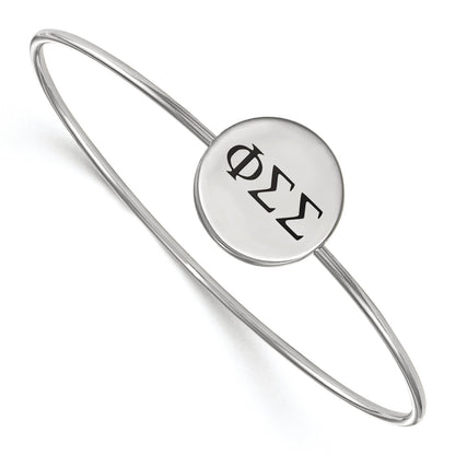 Sterling Silver Rh Plated Logoart Phi Sigma Enameled Slip On Bangle