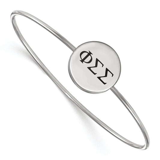 Sterling Silver Rh Plated Logoart Phi Sigma Enameled Slip On Bangle