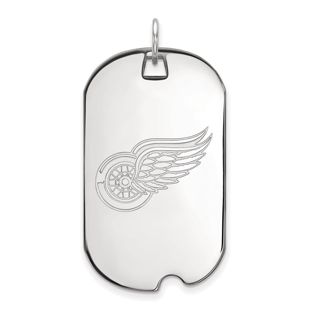 Sterling Silver Rhodium Plated Nhl Logoart Detroit Red Wings Large Dog Tag Pendant
