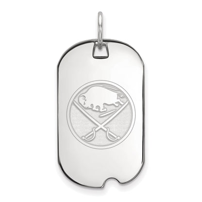 Sterling Silver Rhodium Plated Nhl Logoart Buffalo Sabres Small Dog Tag Pendant