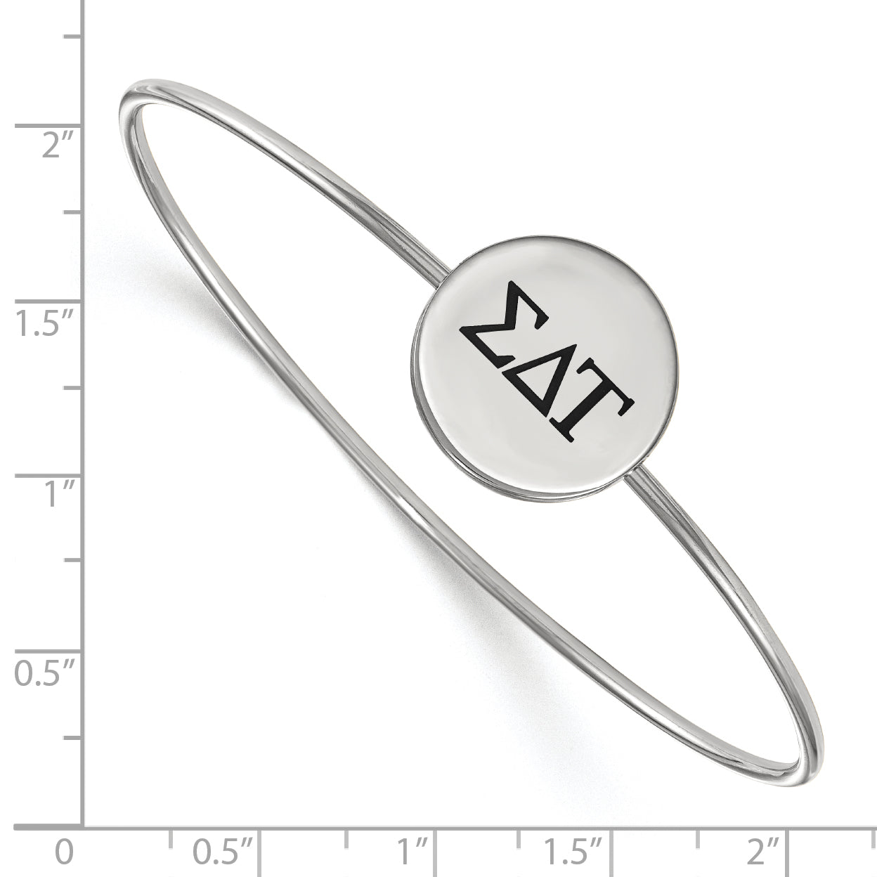 Sterling Silver Rh Plated Logoart Sigma Delta Tau Enameled Slip On Bangle