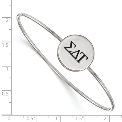 Sterling Silver Rh Plated Logoart Sigma Delta Tau Enameled Slip On Bangle