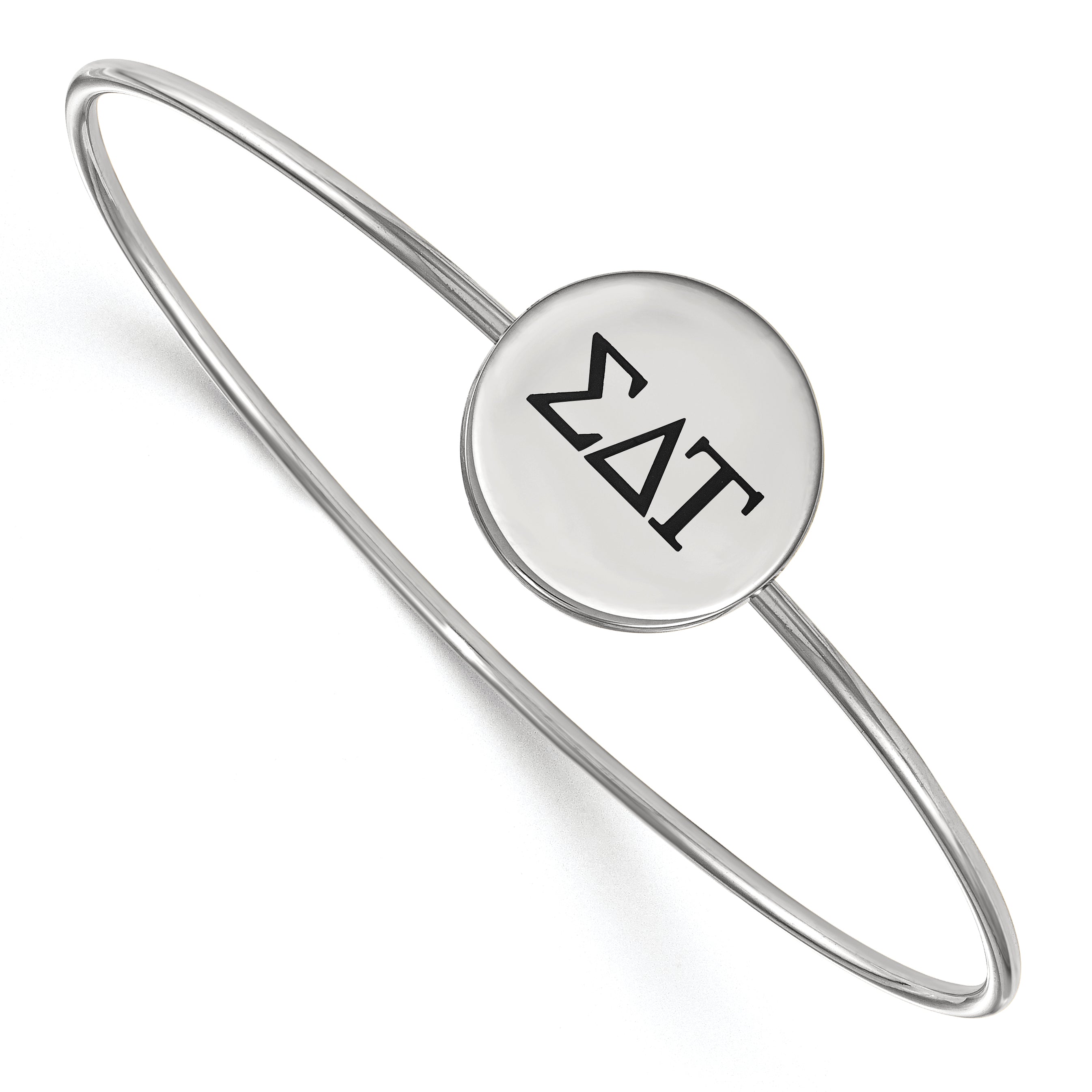 Sterling Silver Rh Plated Logoart Sigma Delta Tau Enameled Slip On Bangle