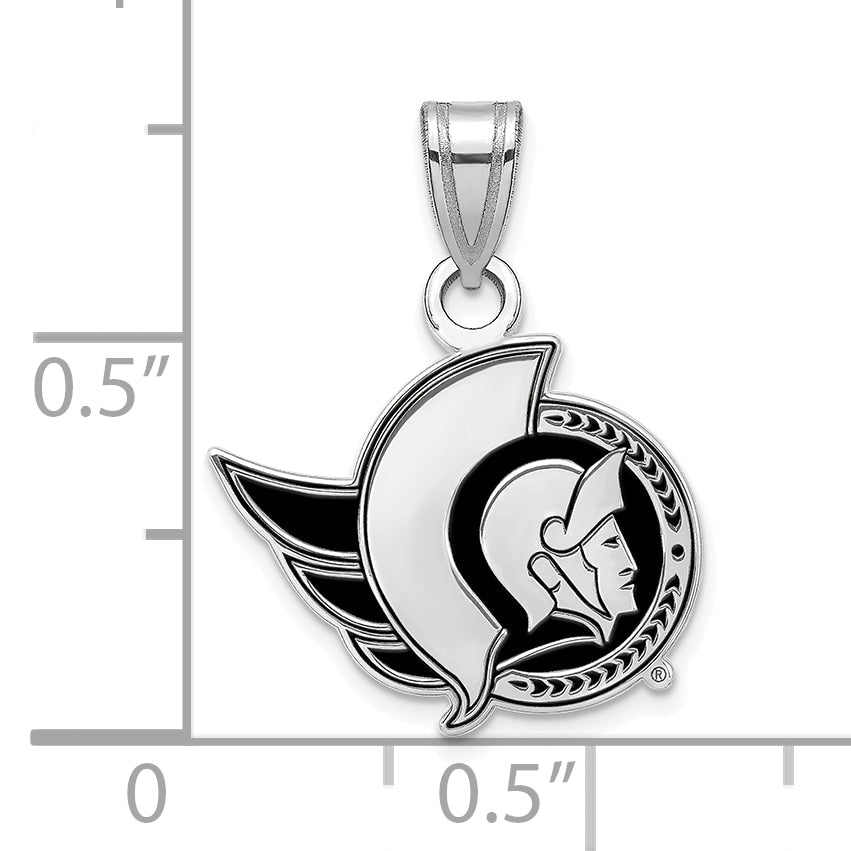 Sterling Silver Rhodium Plated Nhl Logoart Ottawa Senators Small Enameled Pendant
