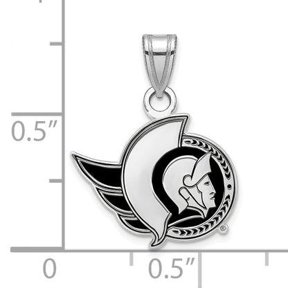 Sterling Silver Rhodium Plated Nhl Logoart Ottawa Senators Small Enameled Pendant