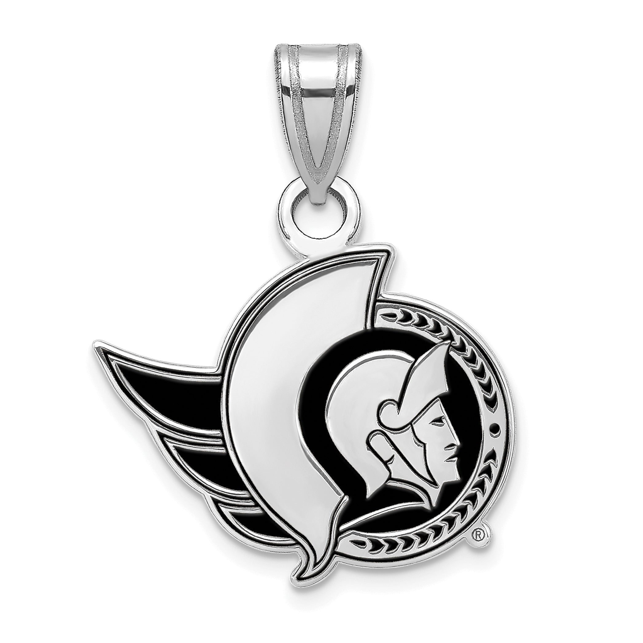 Sterling Silver Rhodium Plated Nhl Logoart Ottawa Senators Small Enameled Pendant