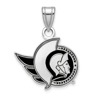 Sterling Silver Rhodium Plated Nhl Logoart Ottawa Senators Small Enameled Pendant