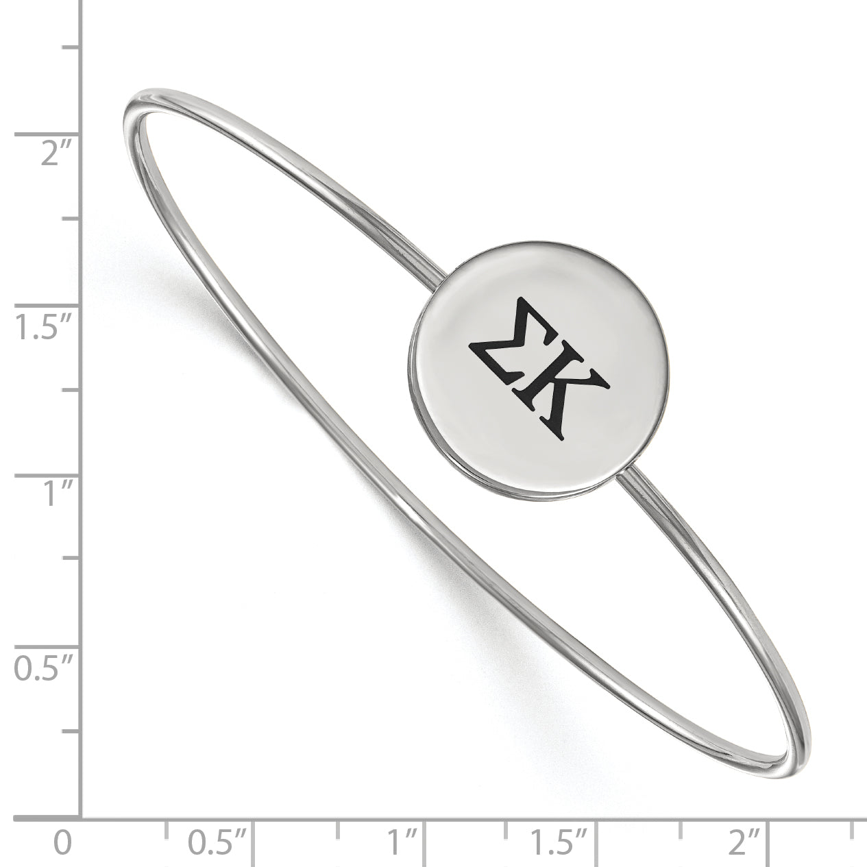 Sterling Silver Rh Plated Logoart Sigma Kappa Enameled Slip On Bangle