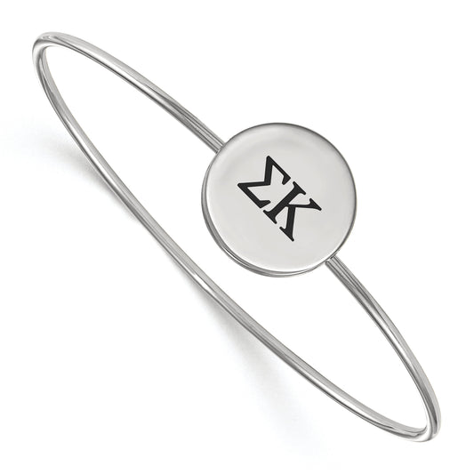 Sterling Silver Rh Plated Logoart Sigma Kappa Enameled Slip On Bangle