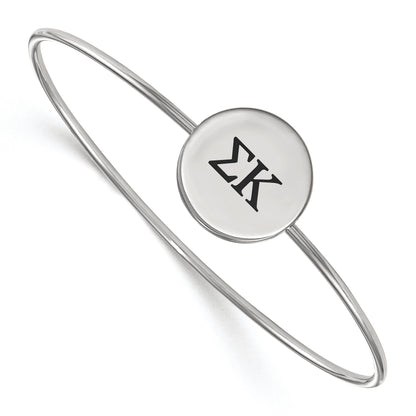 Sterling Silver Rh Plated Logoart Sigma Kappa Enameled Slip On Bangle