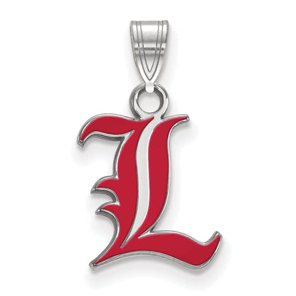 Sterling Silver Rhodium Plated Logoart University Of Louisville Letter L Small Enameled Pendant