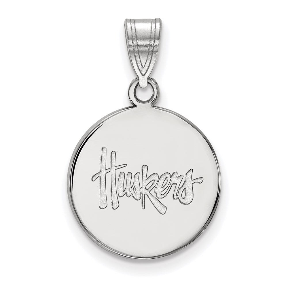 10K White Gold Logoart University Of Nebraska Huskers Medium Disc Pendant