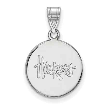 10K White Gold Logoart University Of Nebraska Huskers Medium Disc Pendant