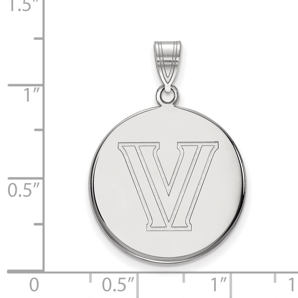 Sterling Silver Rhodium Plated Logoart Villanova University Letter V Large Disc Pendant