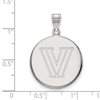 Sterling Silver Rhodium Plated Logoart Villanova University Letter V Large Disc Pendant