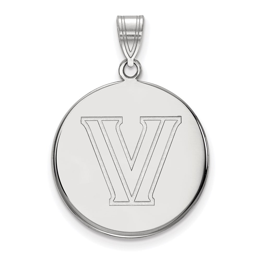 10K White Gold Logoart Villanova University Letter V Large Disc Pendant