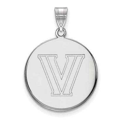 10K White Gold Logoart Villanova University Letter V Large Disc Pendant