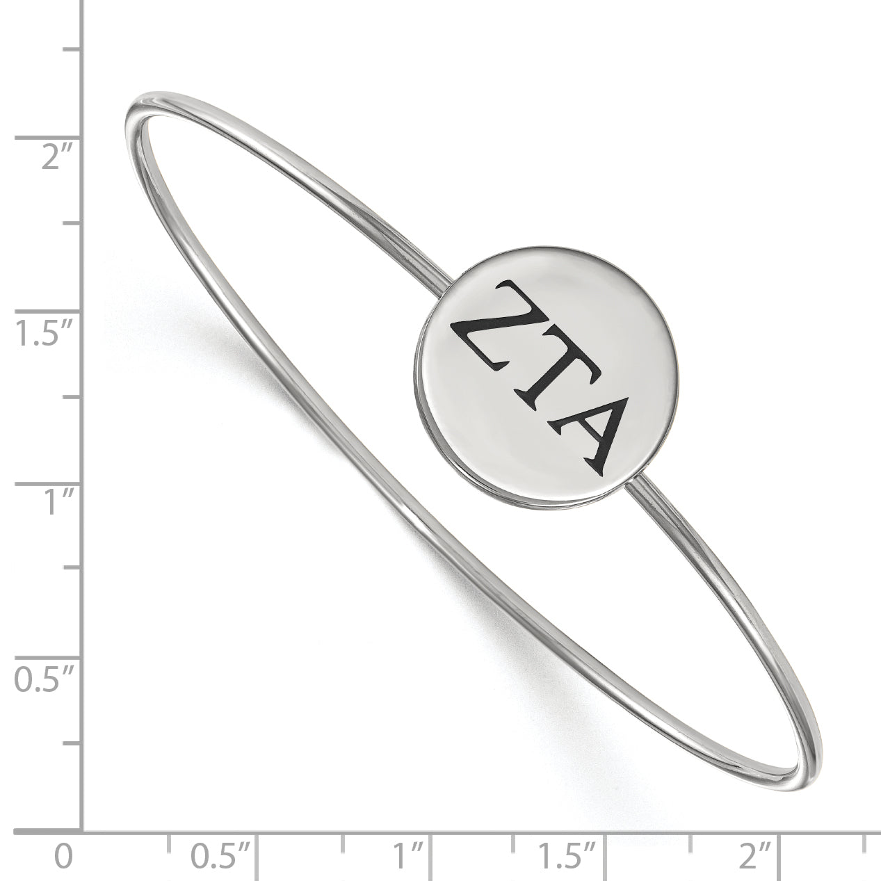 Sterling Silver Rh Plated Logoart Zeta Tau Alpha Enameled Slip On Bangle