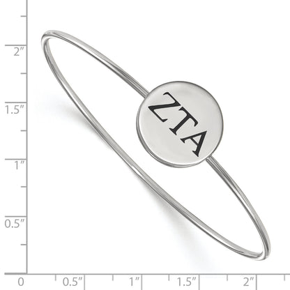 Sterling Silver Rh Plated Logoart Zeta Tau Alpha Enameled Slip On Bangle