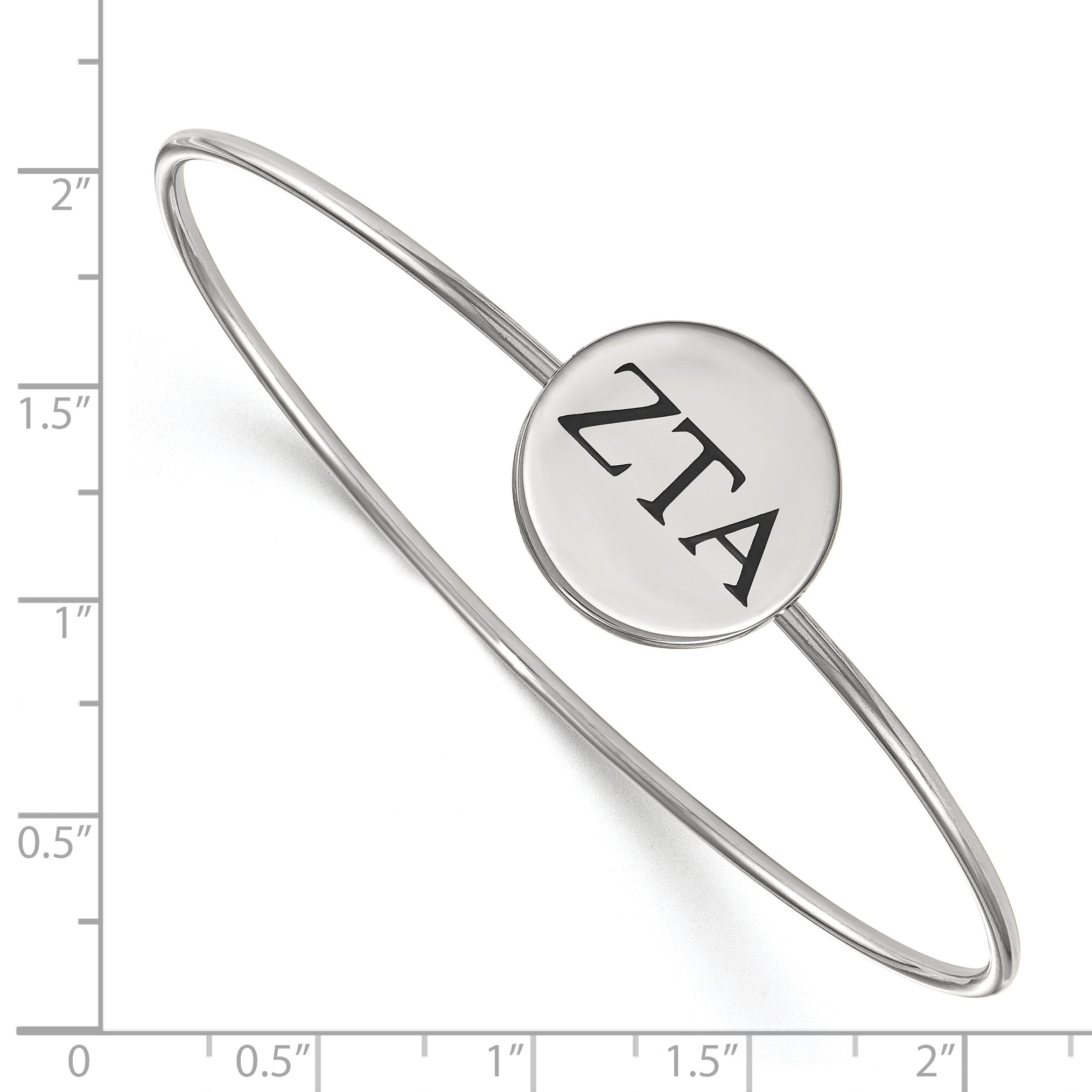 Sterling Silver Rh Plated Logoart Zeta Tau Alpha Enameled Slip On Bangle