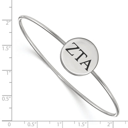 Sterling Silver Rh Plated Logoart Zeta Tau Alpha Enameled Slip On Bangle