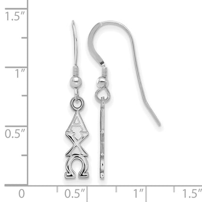 Sterling Silver Rhodium Plated Logoart Alpha Chi Omega Sorority Greek Letters Small Dangle Wire Earrings