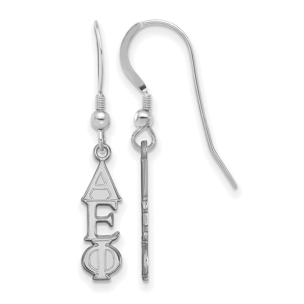 Sterling Silver Rhodium Plated Logoart Alpha Epsilon Phi Sorority Greek Letters Small Dangle Wire Earrings