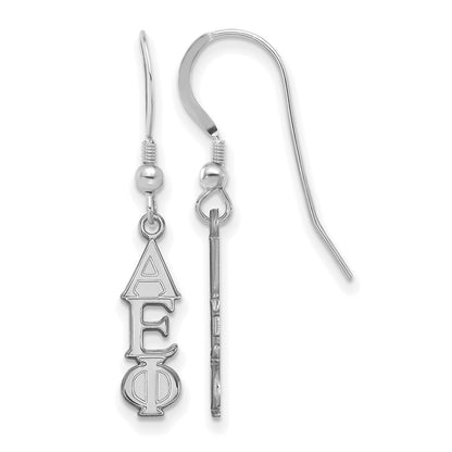 Sterling Silver Rhodium Plated Logoart Alpha Epsilon Phi Sorority Greek Letters Small Dangle Wire Earrings
