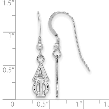Sterling Silver Rhodium Plated Logoart Alpha Phi Sorority Greek Letters Small Dangle Wire Earrings