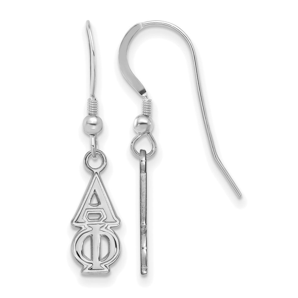 Sterling Silver Rhodium Plated Logoart Alpha Phi Sorority Greek Letters Small Dangle Wire Earrings