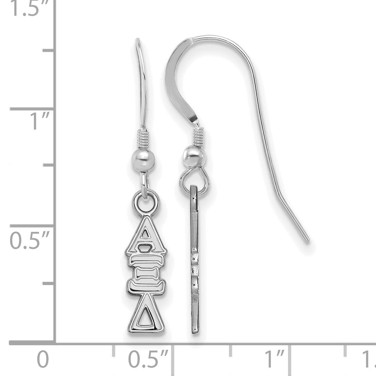 Sterling Silver Rhodium Plated Logoart Alpha Xi Delta Sorority Greek Letters Small Dangle Wire Earrings