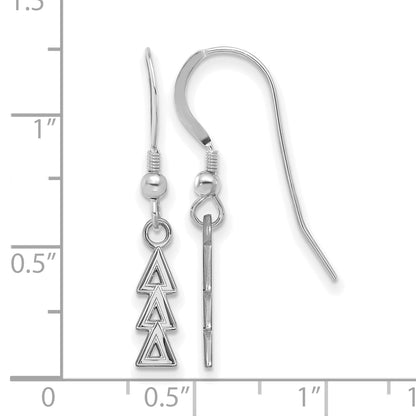 Sterling Silver Rhodium Plated Logoart Delta Sorority Greek Letters Small Dangle Wire Earrings