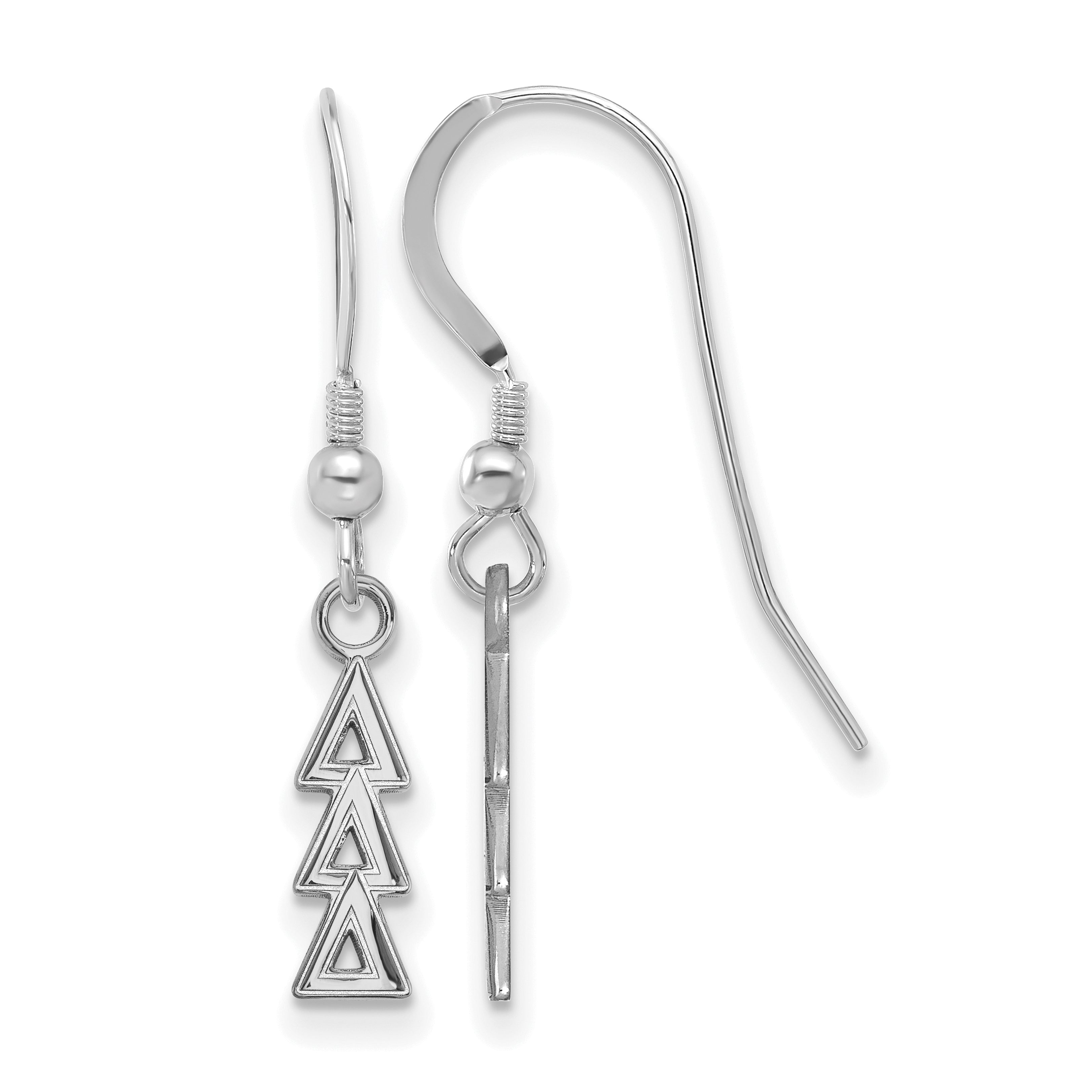 Sterling Silver Rhodium Plated Logoart Delta Sorority Greek Letters Small Dangle Wire Earrings