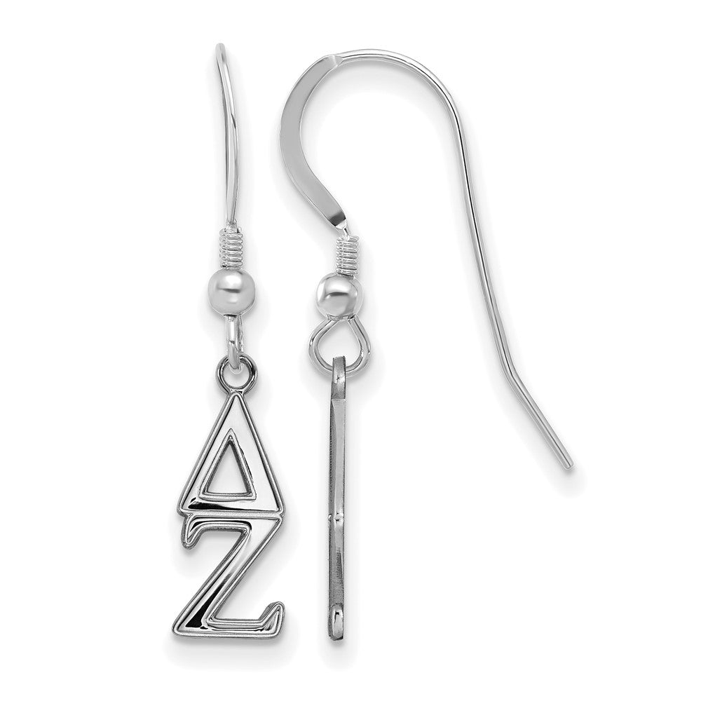 Sterling Silver Rhodium Plated Logoart Delta Zeta Extra Sorority Greek Letters Small Dangle Wire Earrings