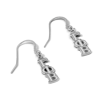 Sterling Silver Rhodium Plated Logoart Gamma Phi Beta Extra Sorority Greek Letters Small Dangle Wire Earrings